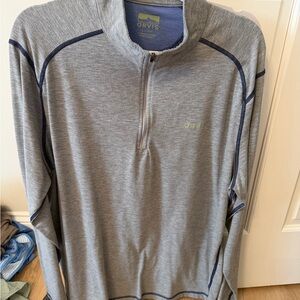 Orvis Heather Gray and Navy Quarter-Zip Pullover